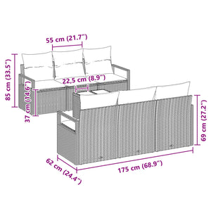 Schwarz Türkis Poly Rattan Sofa Set mit Kissen