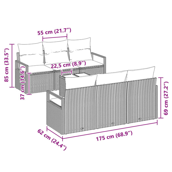 Schwarz Türkis Poly Rattan Sofa Set mit Kissen