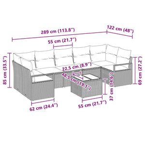 Poly Rattan Sofa Set, 8-teilig, Braun/Creme