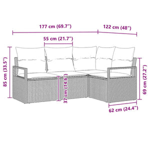 Beige Poly Rattan Sofa Set mit Kissen