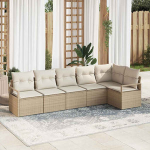 Beige Poly Rattan Sofa Set mit Kissen