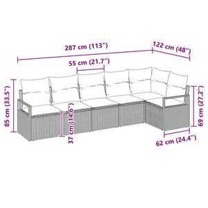 Beige Poly Rattan Sofa Set mit Kissen