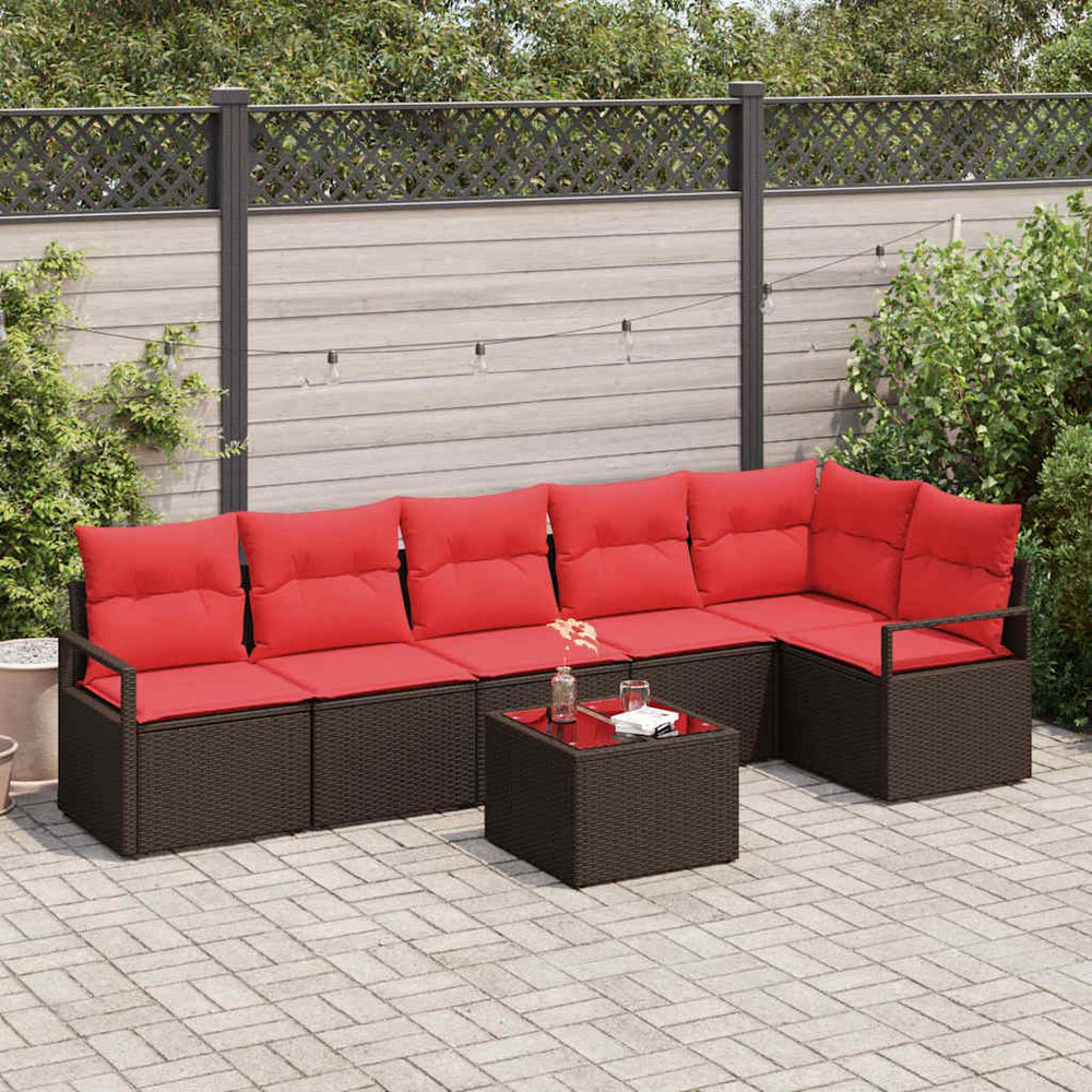 Poly-Rattan Sofa Set, 7-teilig, Braun