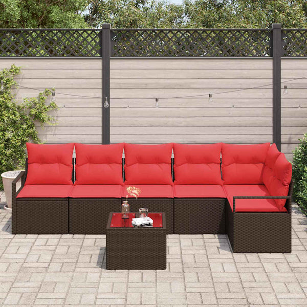 Poly-Rattan Sofa Set, 7-teilig, Braun