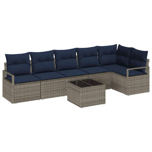 vidaXL 7-Piece Gray Poly Rattan Sofa Set