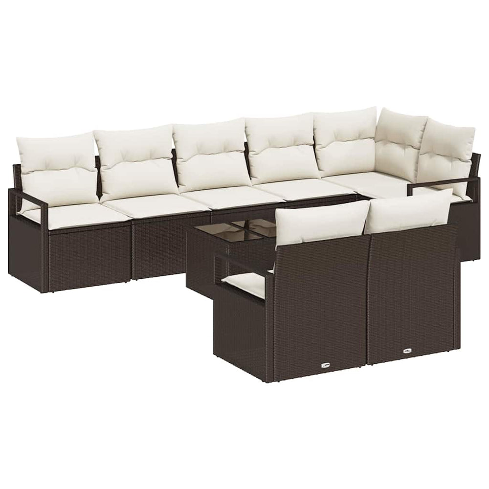 vidaXL 9-Piece Sofa Set Brown Poly Rattan
