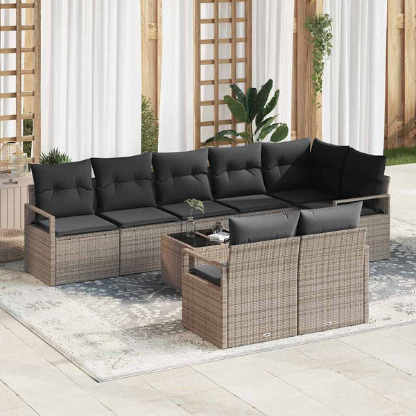 vidaXL Sofa Set 9 pcs Gray Poly Rattan