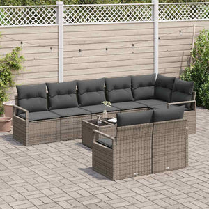 vidaXL Sofa Set 9 pcs Gray Poly Rattan