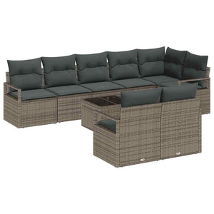 vidaXL Sofa Set 9 pcs Gray Poly Rattan