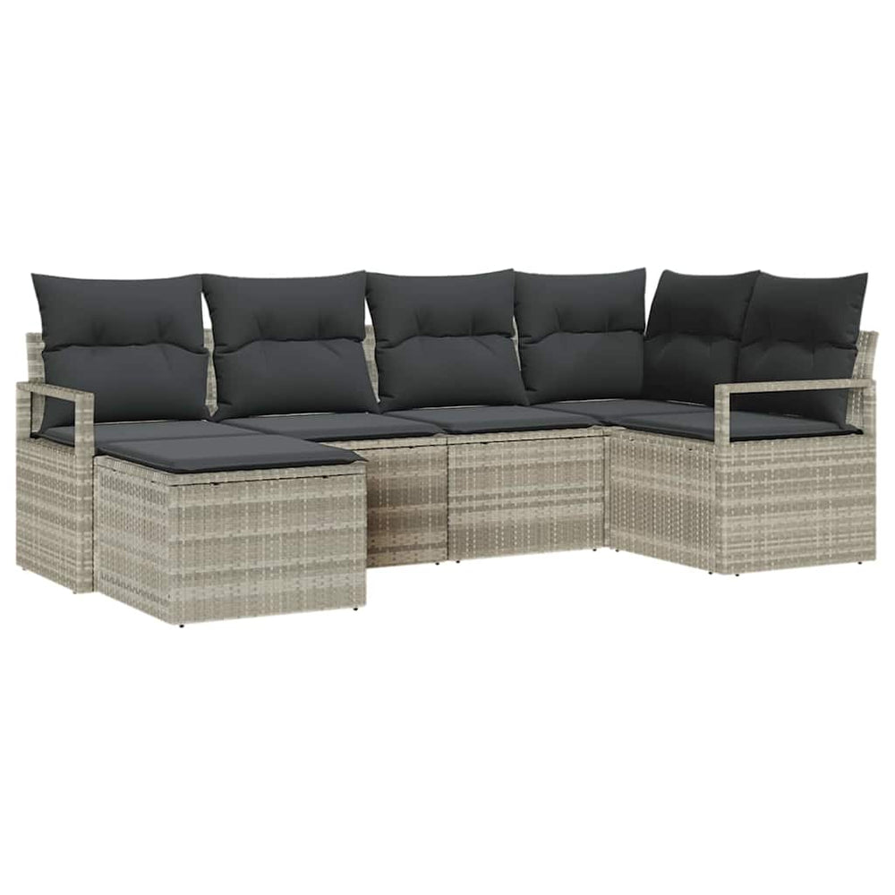 vidaXL 6-Piece Sofa Set Light Gray Poly Rattan