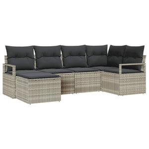 vidaXL 6-Piece Sofa Set Light Gray Poly Rattan