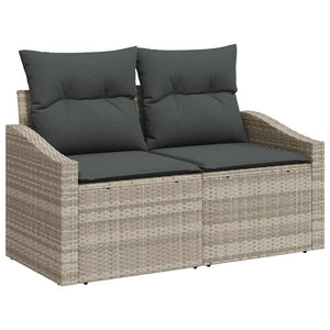 vidaXL Sofa Set with Cushions 3 pcs Light Grey Poly Rattan