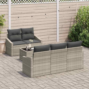 vidaXL Sofa Set with Cushions 6 pcs Light Grey Poly Rattan