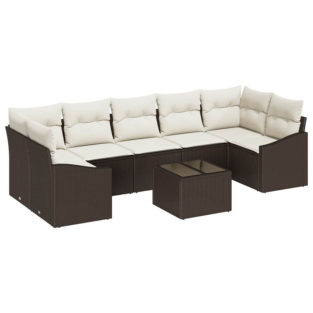 vidaXL Sofa Set with Cushions Brown and Cream 55 x 55 x 37 cm Poly Rattan