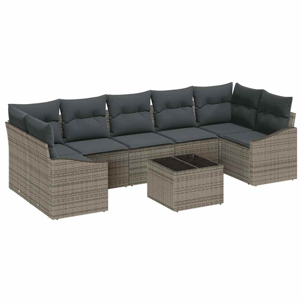 vidaXL Sofa Set with Cushions Grey 55 x 55 x 37 cm Poly Rattan
