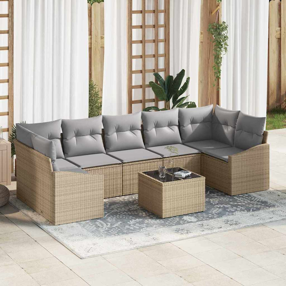 vidaXL Sofa Set Beige and Light Grey 55 x 55 x 37 cm Poly Rattan
