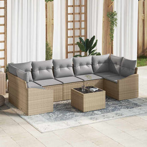 vidaXL Sofa Set Beige and Light Grey 55 x 55 x 37 cm Poly Rattan