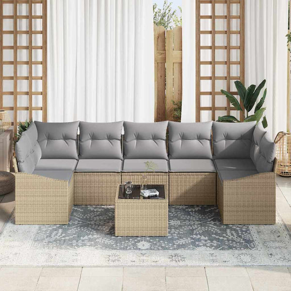 vidaXL Sofa Set Beige and Light Grey 55 x 55 x 37 cm Poly Rattan