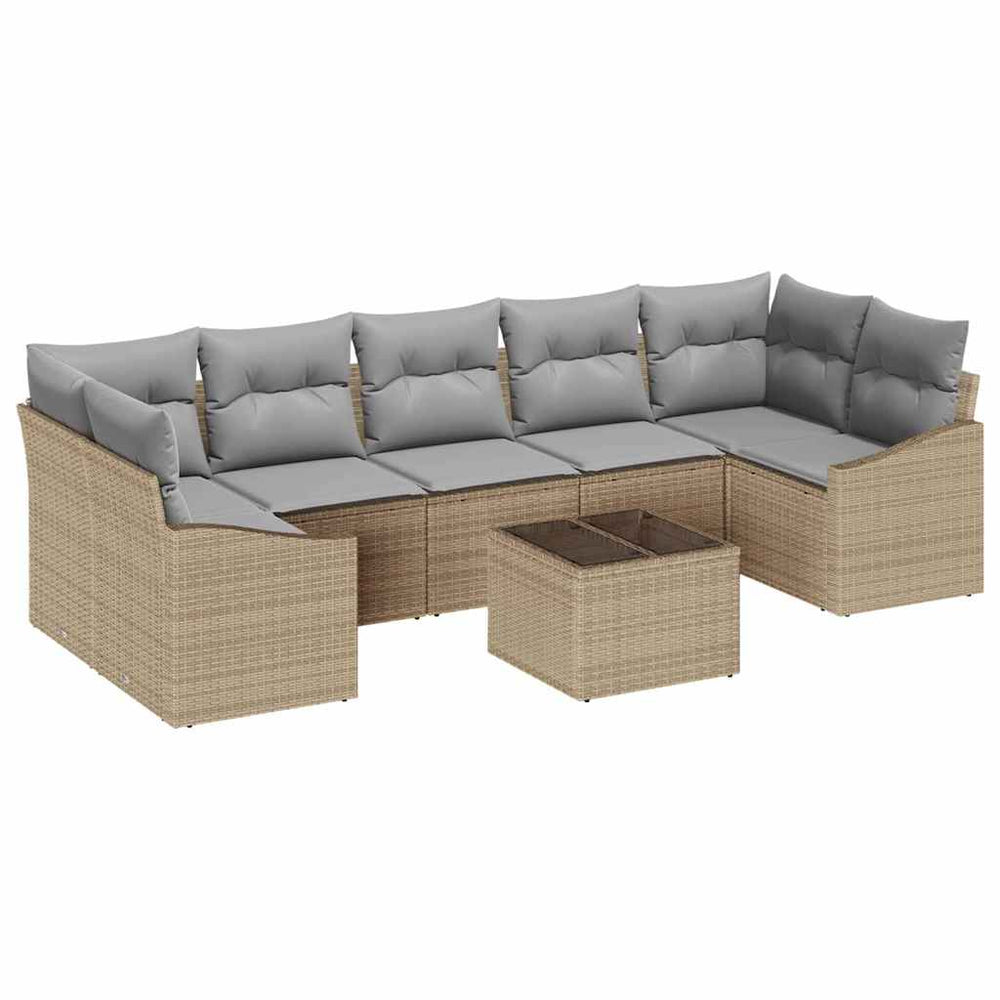 vidaXL Sofa Set Beige and Light Grey 55 x 55 x 37 cm Poly Rattan