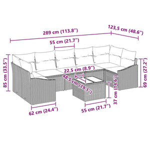 vidaXL Sofa Set Beige and Light Grey 55 x 55 x 37 cm Poly Rattan