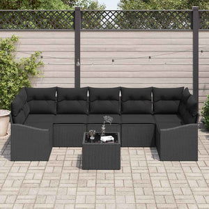 vidaXL Sofa Set with Cushions Black 55 x 55 x 37 cm Poly Rattan
