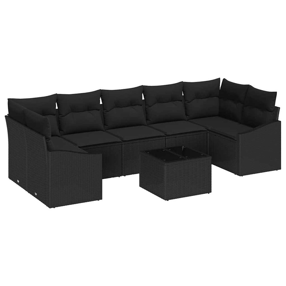 vidaXL Sofa Set with Cushions Black 55 x 55 x 37 cm Poly Rattan