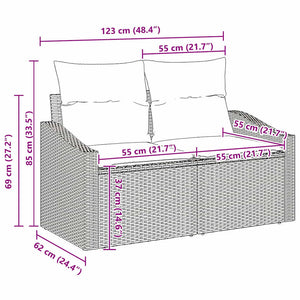 vidaXL Sofa Set with Cushions 4 pcs Light Grey Poly Rattan
