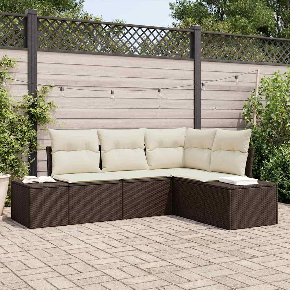 vidaXL 4-piece Garden Sofa Set Brown Poly Rattan