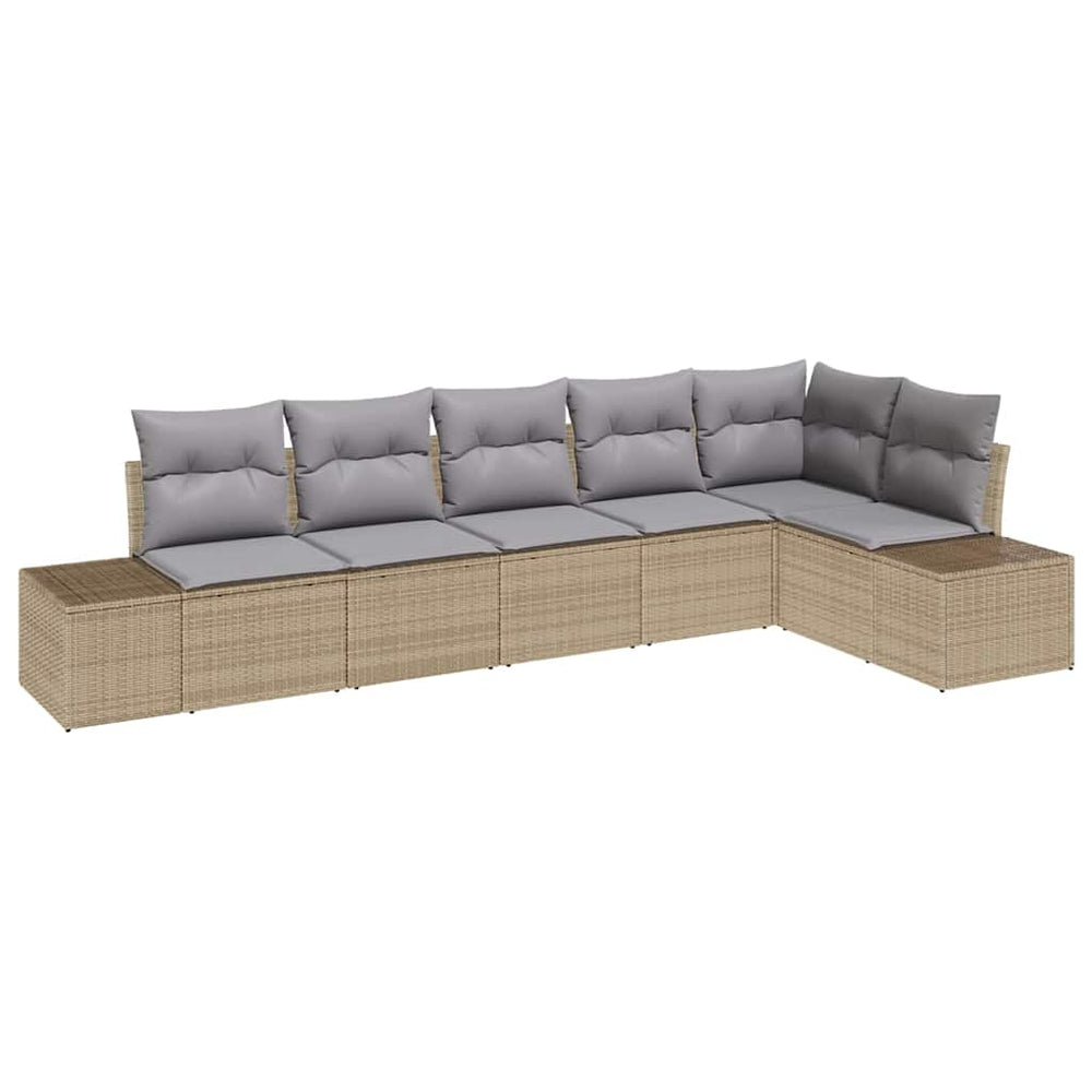 vidaXL Garden Sofa Set with Cushions 6 pcs Beige and Grey Poly Rattan