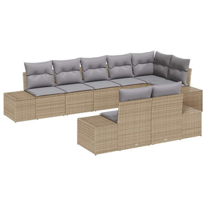 vidaXL Garden Sofa Set with Cushions 8 pcs Beige and Grey Poly Rattan
