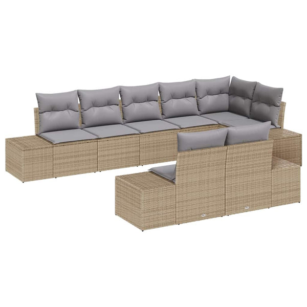 vidaXL Garden Sofa Set with Cushions 8 pcs Beige and Grey Poly Rattan