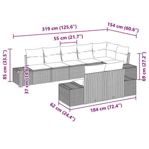 vidaXL Garden Sofa Set with Cushions 8 pcs Beige and Grey Poly Rattan