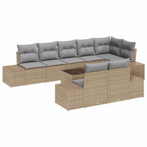 vidaXL Garden Sofa Set with Cushions 9 pcs Beige and Grey Poly Rattan