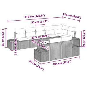 vidaXL Garden Sofa Set with Cushions 9 pcs Beige and Grey Poly Rattan