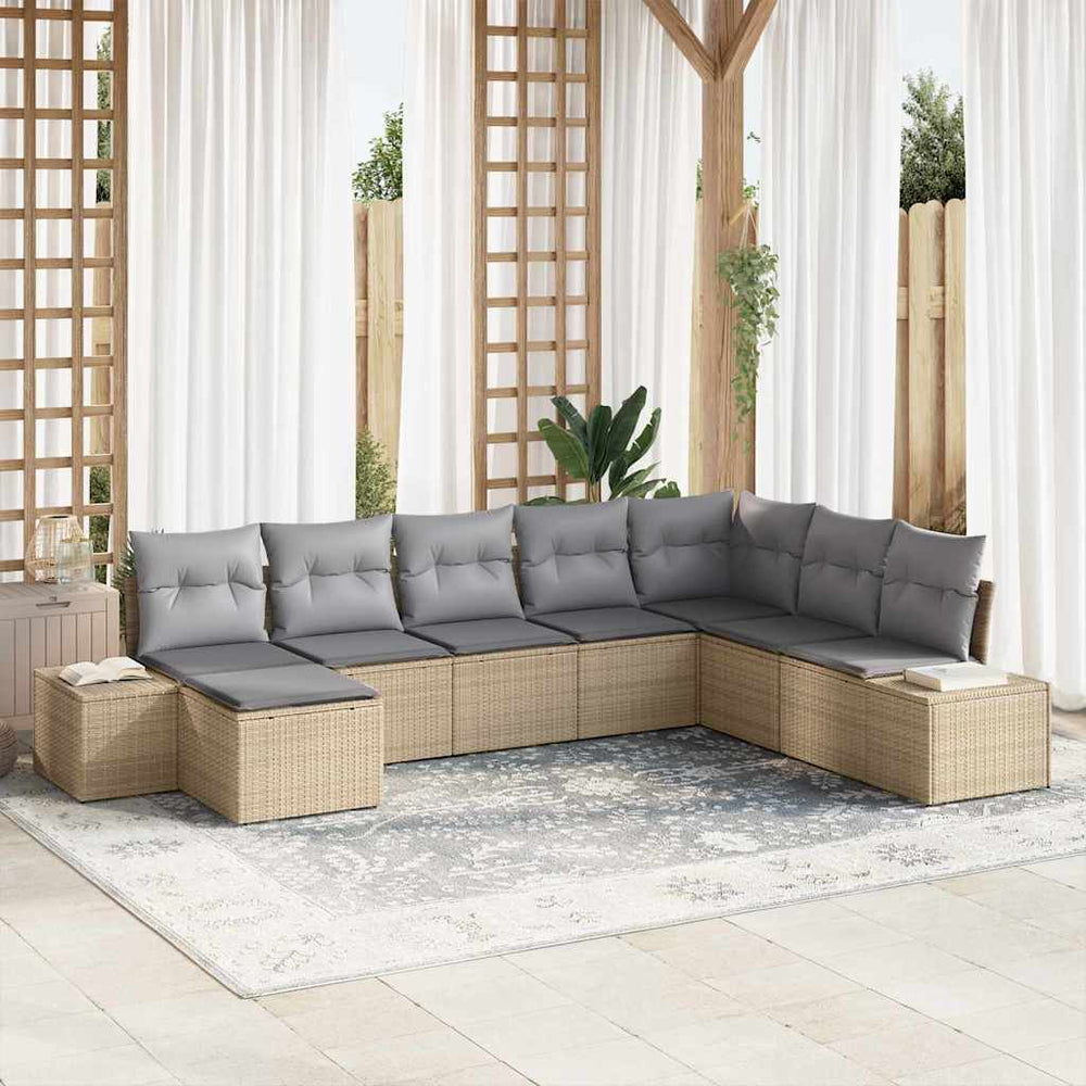 vidaXL Rattan Garden Sofa Set with Cushions 8 pcs