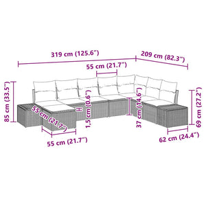 vidaXL Rattan Garden Sofa Set with Cushions 8 pcs
