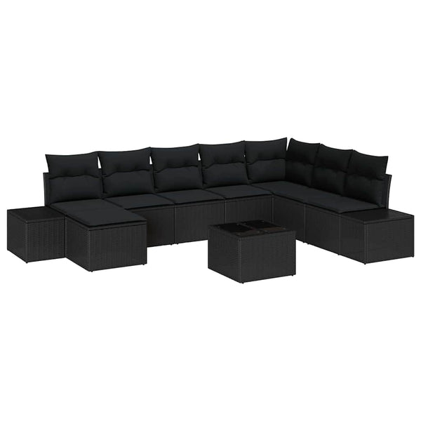 vidaXL 9-Piece Poly Rattan Garden Sofa Set with Cushions