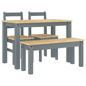 vidaXL 4-Piece Dining Set PANAMA Grey Solid Pine Wood