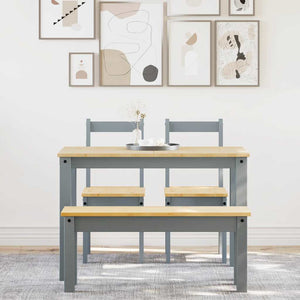 vidaXL 4-Piece Dining Set PANAMA Grey Solid Pine Wood