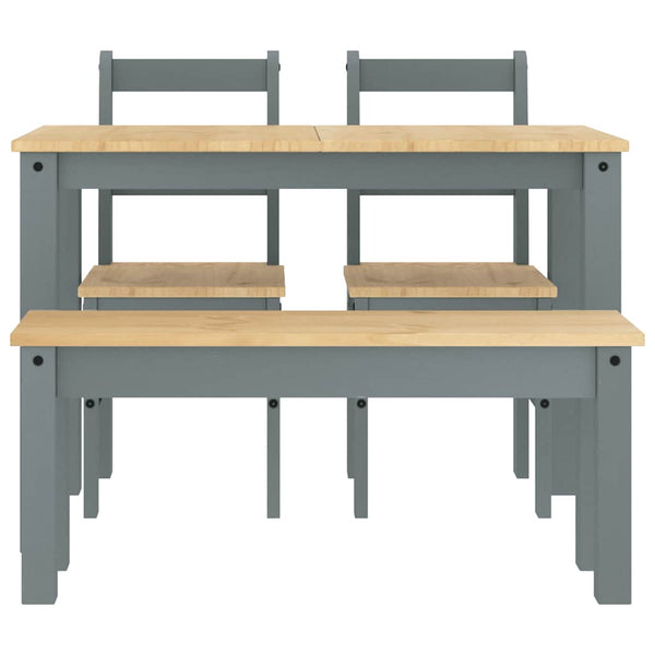 vidaXL 4-Piece Dining Set PANAMA Grey Solid Pine Wood