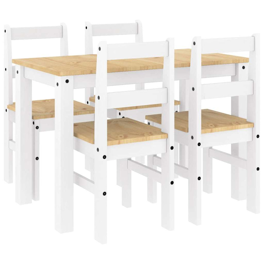 vidaXL 5-piece Dining Set PANAMA White Solid Pine Wood