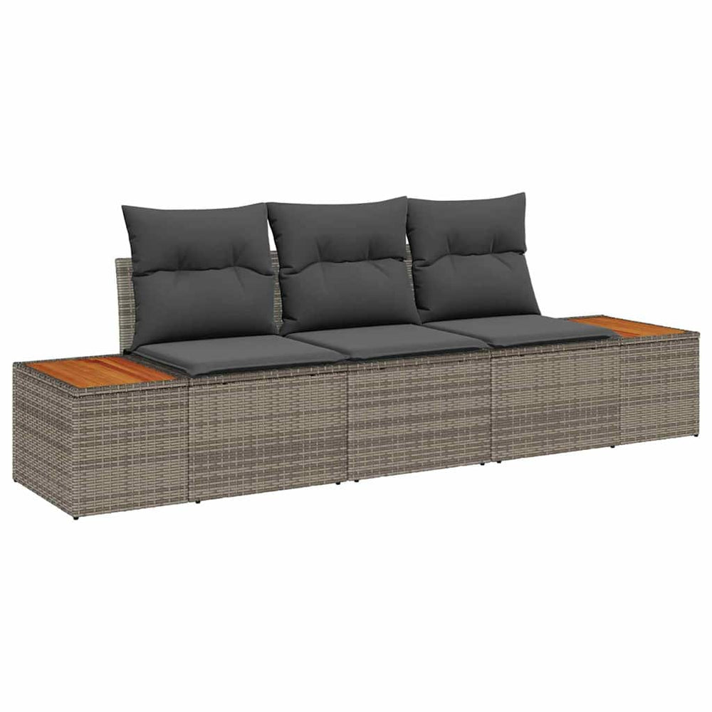 vidaXL Garden Sofa Set with Cushions 3 pcs Grey Poly Rattan