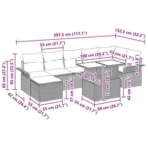 vidaXL Sofa Set with Cushions 8 pcs Beige Poly Rattan