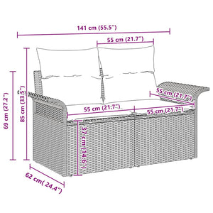 vidaXL Sofa Set with Cushions 8 pcs Beige Poly Rattan