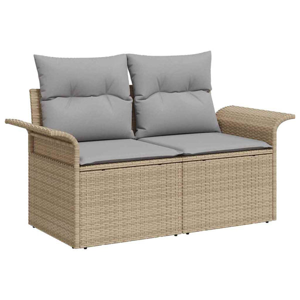 vidaXL Sofa Set with Cushions 10 pcs Beige Poly Rattan
