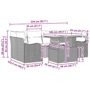 vidaXL 7-Piece Outdoor Sofa Set with Cushions Light Gray and Gray Poly Rattan