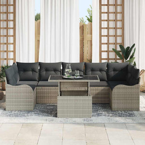 vidaXL Garden Sofa Set with Cushions 8 pcs Light Grey and Grey Poly Rattan