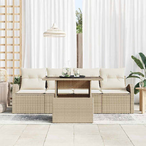 vidaXL Garden Sofa Set with Cushions 5 pcs Beige Poly Rattan