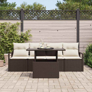vidaXL Garden Sofa Set with Storage and Cushions 5 pcs Brown Poly Rattan