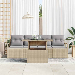 vidaXL Garden Sofa Set with Storage and Cushions 5 pcs Beige Poly Rattan
